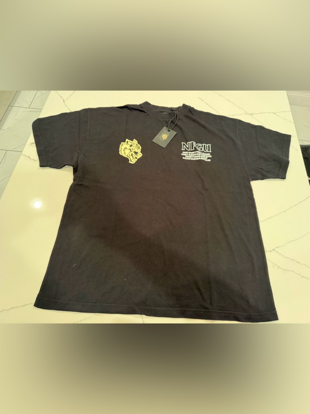 Darc Sport Men's Black NFGU T-Shirt with Yellow Wolf Logo